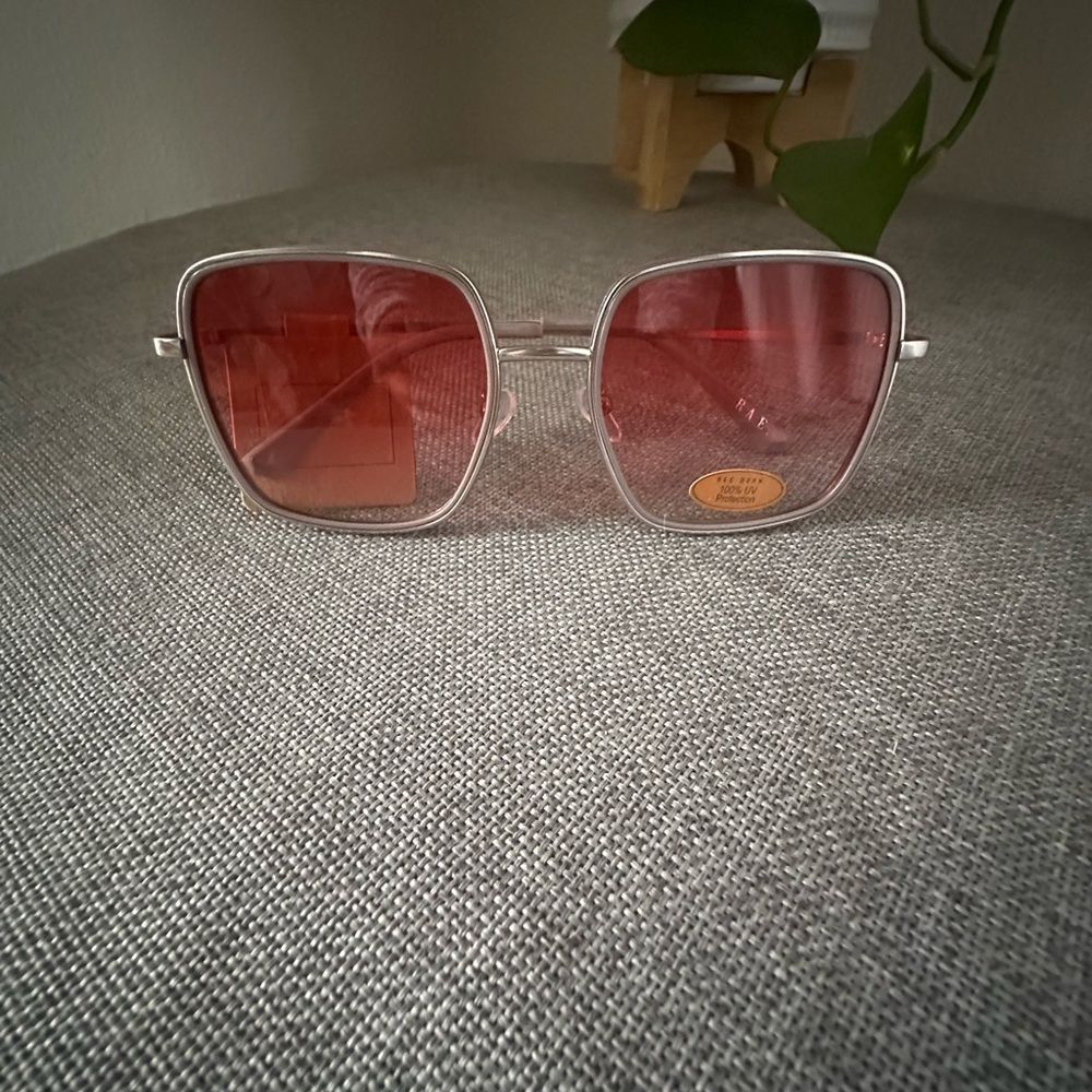 RAE DUNN Sunglasses | Nina| Matte Silver/Glossy Taupe Frame | Rose Lens